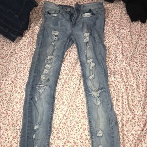 Light Blue Ripped Low Rise Jeans